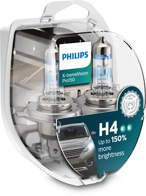 Set 2 Becuri Far H4 60 55W 12V X-Treme Vision Pro150 Philips
