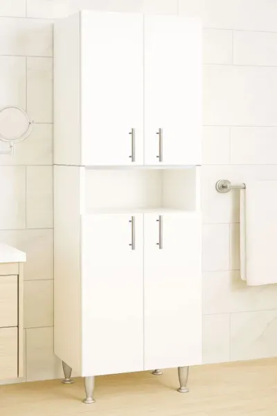 Dulap baie seria 002, 4 usi, alb, 60x31.6x166 cm