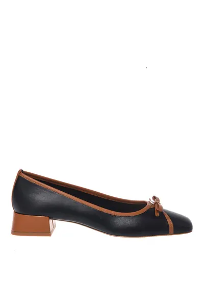 Pantofi din piele cu varf patrat - Negru