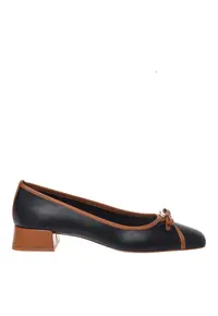 Pantofi din piele cu varf patrat - Negru
