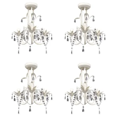 vidaXL Candelabre suspendate de plafon cu cristale 4 buc. alb elegant