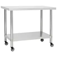 Gossi masa de lucru bucatarie cu roti, 100x30x85 cm, otel inoxidabil