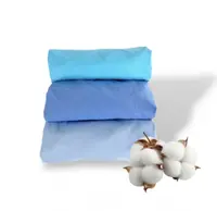 Set 3 cearsafuri din bumbac ranforce pentru pat copii, Deseda, cu elastic roata, dimensiune 160 x 80 cm, mix albastru