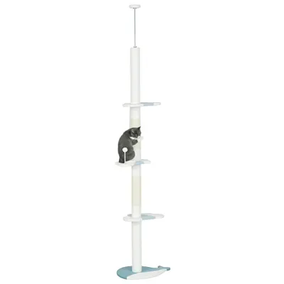 PawHut Arbore de Zgâriat pentru Pisici, 55x38x225-255 cm, Alb | Aosom Romania