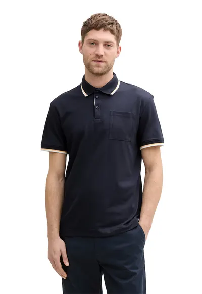Tricou polo din bumbac organic cu buzunar aplicat - Albastru ultramarin
