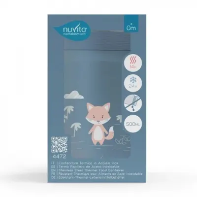 Termos din otel inoxidabil Nuvita Powder Blue pentru alimente lichide si solide 500 ml