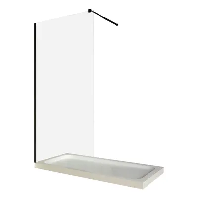 Paravan dus walk in / Perete dus sticla transparenta 6 mm profil negru mat tija extensibila 90 x 200 cm
