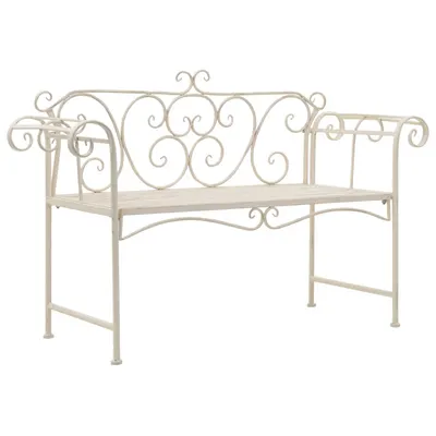 Gossi banca de gradina, alb vintage, 132 cm, metal
