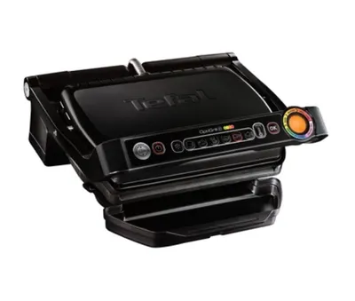 Gratar electric Tefal - OptiGrill+, antiaderent, cu nervuri, negru