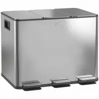 HOMCOM Coș de Gunoi cu 3 Compartimente de 20L, cu Pedală și Capace Silențioase, Ideal pentru Organizare, Dimensiuni 61,9x36,6x56,7 cm, Argintiu | Aosom Romania