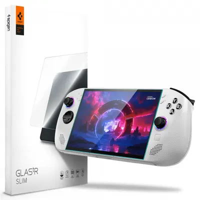 Folie de protectie Ecran Spigen GlastR Slim pentru Lenovo Legion Go S, Sticla Securizata, Full Glue, Set 2 bucati AGL09773