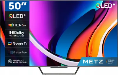 Televizor smart METZ - 50MQD7500Z, 50'', 4K, QLED, Ultra HD, HDR10+, 2x10W Dolby Digital Plus, Bluetooth audio, Dolby Digital, DTS, Google TV, negru
