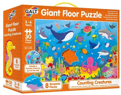 Puzzle gigant pentru podea 30 piese Galt - Invata sa numeri cu animalele marine