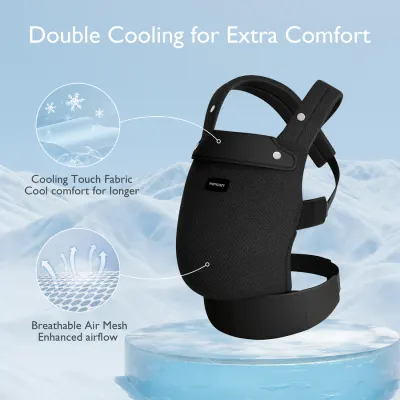 Marsupiu ergonomic negru Momcozy Air Mesh cozy si usor