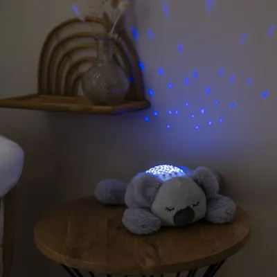 Lampa de veghe Nattou cu proiectii, melodii si sunete albe 22x25x9 cm Koala gri