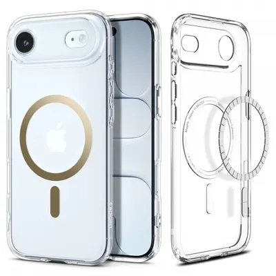 Husa MagSafe pentru Apple iPhone 17 Air, Spigen, Ultra Hybrid, Aurie Transparenta ACS10315