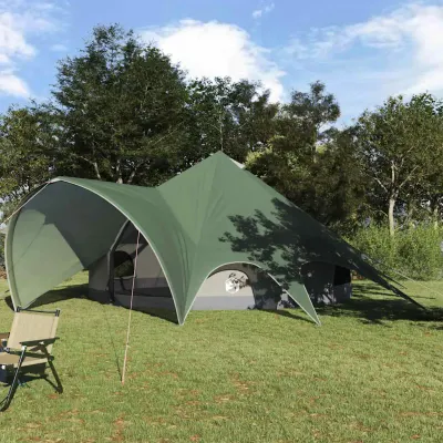 vidaXL Cort Teepee pentru 7 persoane 7 persoană Verde și gri