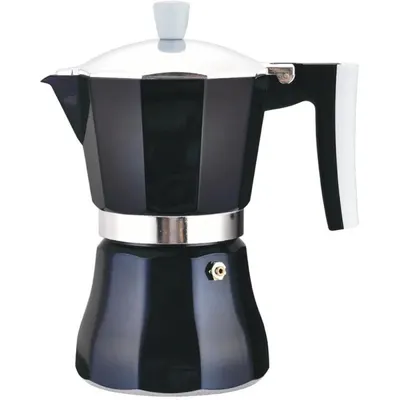 Espressor Moka din Aluminiu, 6 Persoane, Compatibil Inductie, Negru, Perfect Home