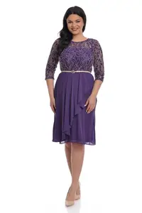 Rochie bust dantela DV23R50 mov/crem, Dress to Impress | marimea 38