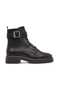Ghete dama pana la glezna - 305632029 - piele naturala - negru - Negru