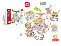Antepremergator multifunctional 3 in 1 pentru copii Malplay Pink, cu pian muzical, angrenaje rotative, sortator de forme