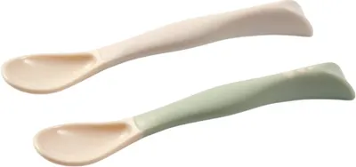 Set lingurițe din silicon Babyono - Be Active, 2 bucăți, bej și verde