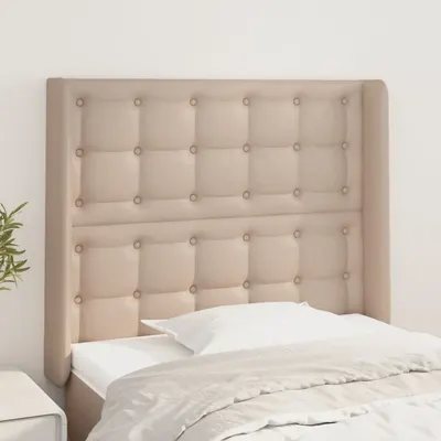 vidaXL Tăblie pat cu aripioare cappuccino 103x16x118/128 cm piele eco