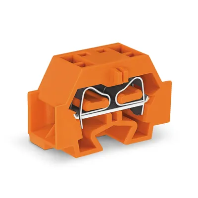 4-conductor terminal block; without push-buttons; with snap-in mounting foot; for plate thickness 0.6 - 1.2 mm; Fixing hole 3.5 mm Ø; 4 mm²; CAGE CLAMP®; 4,00 mm²; orange
