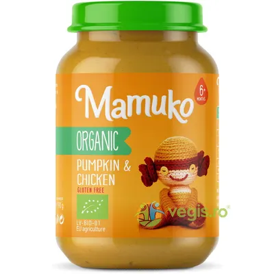 Piure de Dovleac cu Pui pentru Copii +6 Luni fara Gluten Ecologic/Bio 190g