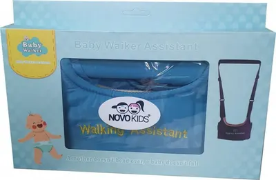 Ham pentru copii Novokids First Walking Assistant Turquoise cu Maner confortabil, Intaritura, Material moale, Greutate admisa 15 kg, Lavabil