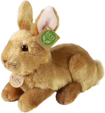 Jucărie de pluș Rappa Eco Friends - Iepuraș bej în picioare, 24 cm