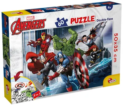 Puzzle cu două fețe Lisciani de colorat din 60 piese - Răzbunătorii în acțiune