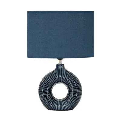 Veioză albastră din ceramică cu abajur textil (înălțime 43 cm) Seta – Mauro Ferretti