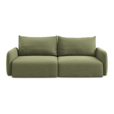 Canapea verde extensibilă/cu spațiu de depozitare cu tapițerie din catifea 238 cm Kalena – Makamii