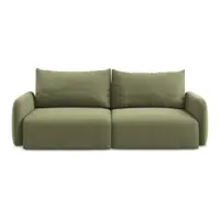Canapea verde extensibilă/cu spațiu de depozitare cu tapițerie din catifea 238 cm Kalena – Makamii
