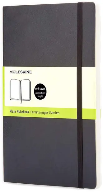 Agenda de buzunar cu coperți broșate Moleskine Classic Plain - Negru, file albe