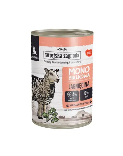 WIEJSKA ZAGRODA Mancare umeda pentru catelusi cu miel 400 g