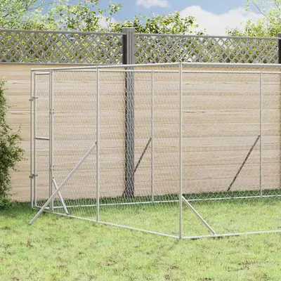 vidaXL Padoc de exterior pentru câini argintiu 4x8x2 m oțel galvanizat