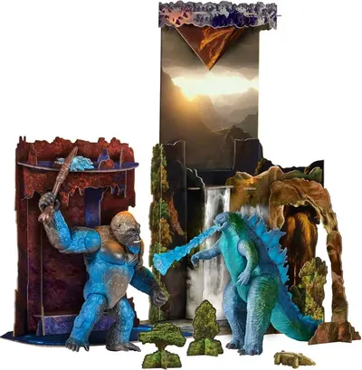 Set figurine MonsterVerse Godzilla x Kong - Bătălia Pământului Gol, cu dioramă