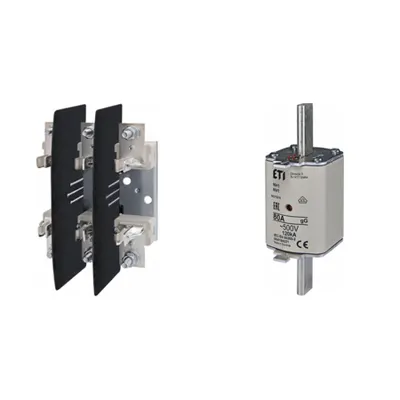 Pachet Protectie Circuit Trifazat: Soclu Siguranta Fuzibila NH1 3P (M10/M10), Siguranta Fuzibila NH1 gG 80A 500V