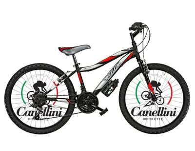 Bicicletă pentru băieți Canellini VORTEX 24" - Negru/Roșu