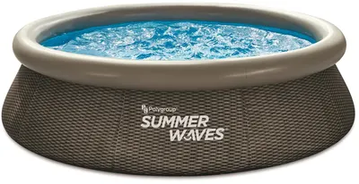 Piscină Summer Waves - Quick Set, 305 х 76 cm, imitație de ratan, rotundă cu placă gonflabilă și pompă de filtrare