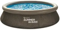 Piscină Summer Waves - Quick Set, 305 х 76 cm, imitație de ratan, rotundă cu placă gonflabilă și pompă de filtrare