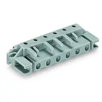 THT female header; 0.6 x 1.0 mm solder pin; angled; Spacer flange; Pin spacing 7.5 mm; 10-pole; gray