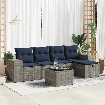 Gossi set mobilier gradina cu perne, 6 piese, gri, poliratan