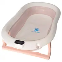 Cadita pliabila KidsCare Roz cu termometru, perna reductor, jucarii, protectie cap, cana pliabila