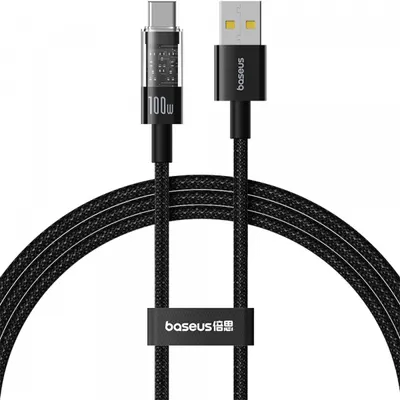 Cablu Date si Incarcare USB-A - USB-C Baseus Gem, 100W, 2m, Negru P10373002111-01