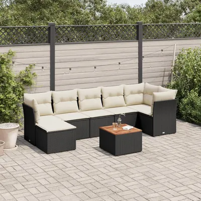 Gossi set mobilier de gradina cu perne, 8 piese, negru, poliratan