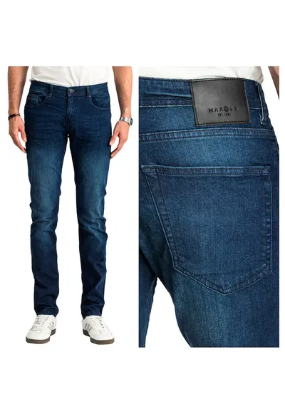 Blugi Barbati - Felix Super - Straight Fit - Talie Medie - 5 Buzunare - Fermoar - Lungi - Bumbac - Albastru