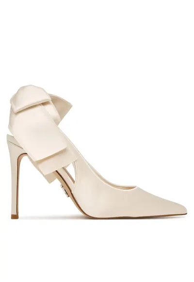 Pantofi pentru dama - toc stiletto - bej - textil